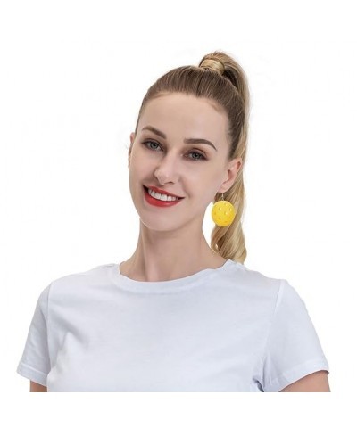 Pickleball Earrings Faux Leather Round Earring Lightweight Dangle for Women Girls White7 $6.83 Earrings