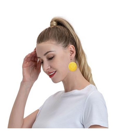 Pickleball Earrings Faux Leather Round Earring Lightweight Dangle for Women Girls White7 $6.83 Earrings