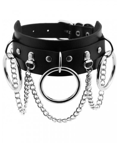 Punk Leather Collar Choker Necklace for Women Adjustable Gothic Collar with Chain, Black $10.59 Necklaces