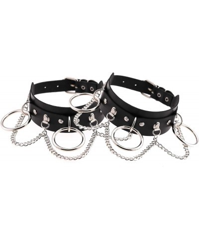 Punk Leather Collar Choker Necklace for Women Adjustable Gothic Collar with Chain, Black $10.59 Necklaces