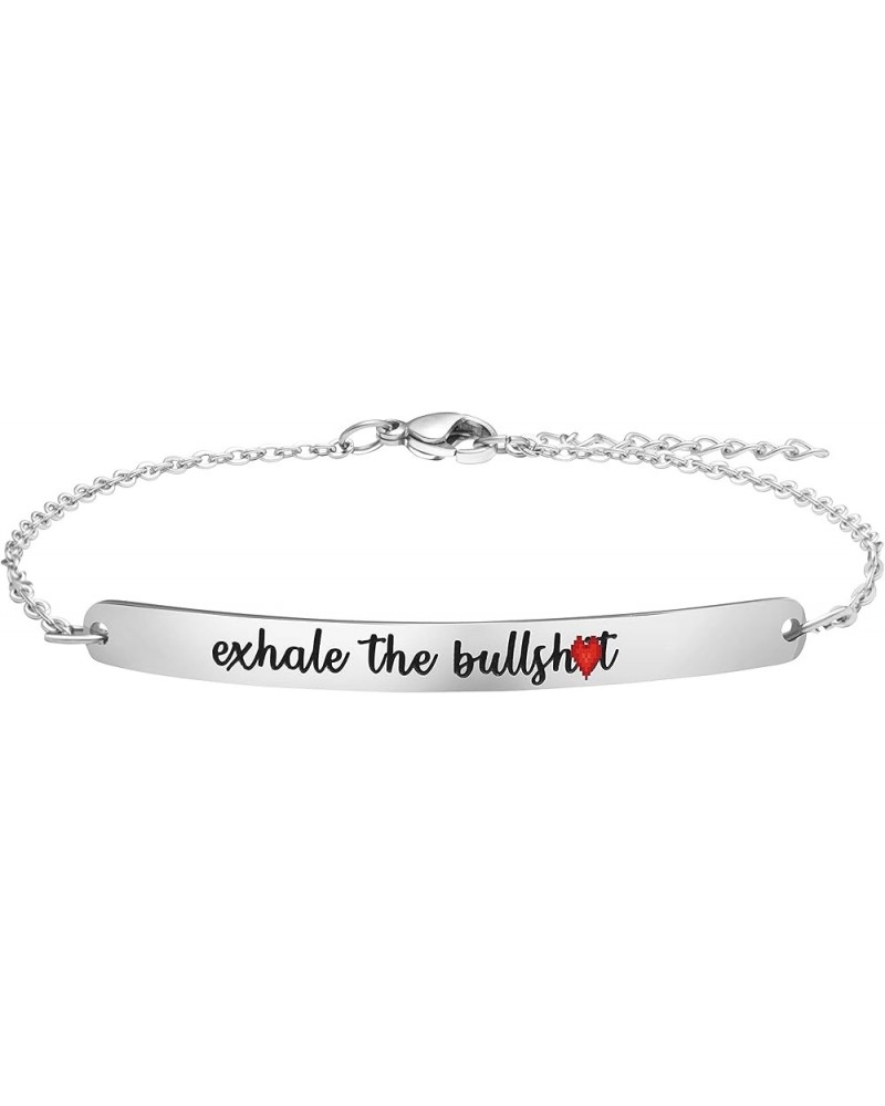 Personalized Gifts for Women Motivational Friendship Bracelets Inspire Mantra Message Engraved Exhale the bu**sh*t $9.84 Brac...