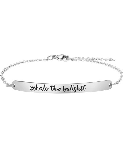 Personalized Gifts for Women Motivational Friendship Bracelets Inspire Mantra Message Engraved Exhale the bu**sh*t $9.84 Brac...