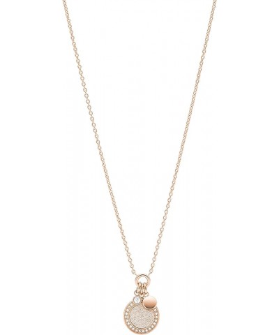 Women's Rose Gold-Tone Stainless Steel Pendant Chain Necklace for Women Rose Gold Crystal $18.08 Necklaces