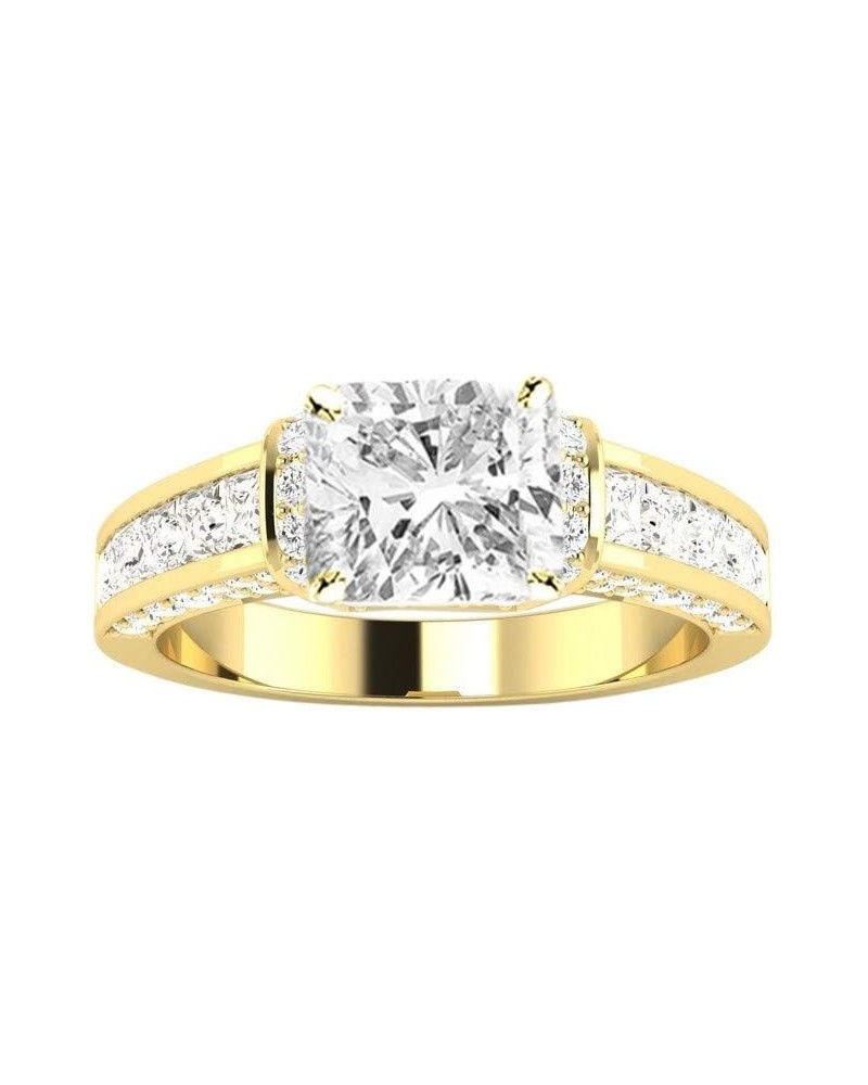 3-5 Carat 14K White Gold LAB GROWN DIAMOND Contemporary Channel Set Princess And Pave Round Cut Cushion Cut Diamond Engagemen...