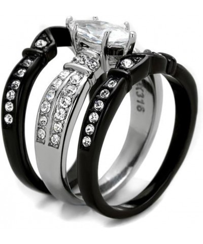 Her and His 4 Piece Black Stainless Steel and Titanium Wedding Engagement Ring Band Set Size Women's 05 Men's 09 $23.87 Sets