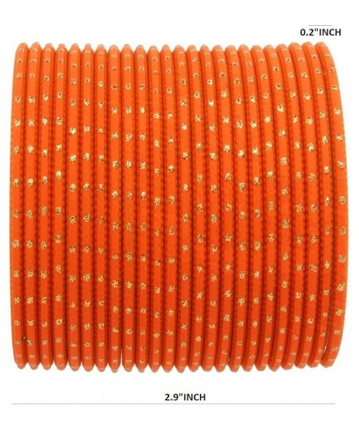 Indian Bangles Set Bollywood Plain Metal Bangle Bracelets Costume Jewelry for Women & Girls Neon Orange Color (Set of 48 Pcs)...