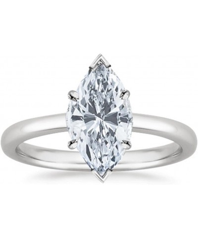 18K White Gold 1 Carat Lab Grown Solitaire Marquise Cut IGI CERTIFIED Diamond Engagement Ring (1 Ct,D-E Color VS1-VS2 Clarity...