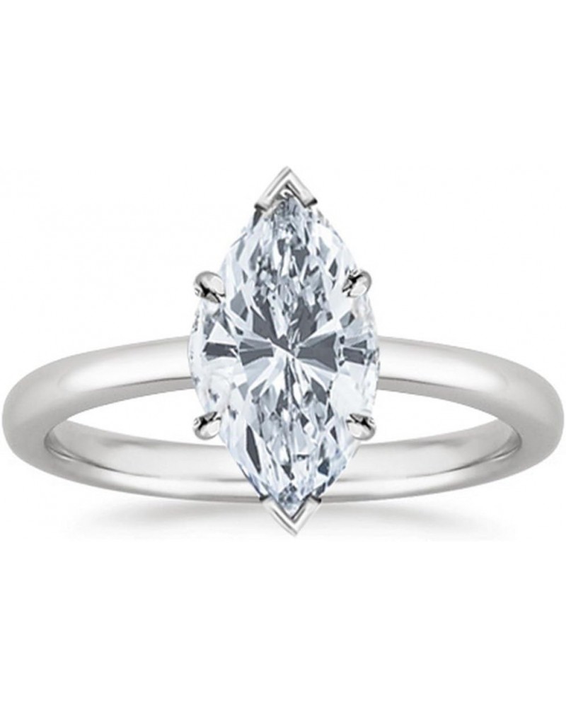 18K White Gold 1 Carat Lab Grown Solitaire Marquise Cut IGI CERTIFIED Diamond Engagement Ring (1 Ct,D-E Color VS1-VS2 Clarity...