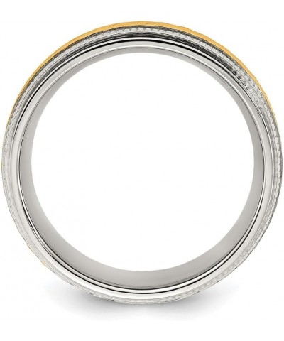 Titanium Polished with Yellow IP-plated Center 8 mm Band for Women Size 7 to 13 $40.80 Bracelets