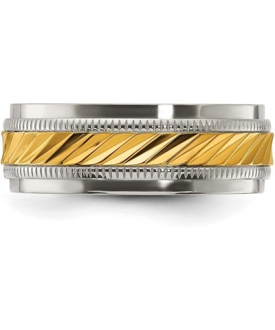 Titanium Polished with Yellow IP-plated Center 8 mm Band for Women Size 7 to 13 $40.80 Bracelets