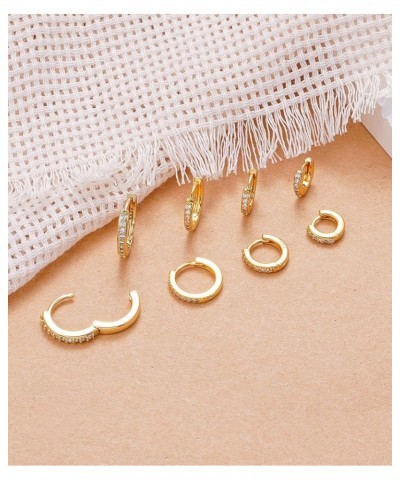 Small Gold Hoop Earrings Set for Women,Gold Huggie Hoop Earrings S925 Sterling Silver Earring Set Cubic Zirconia Gold Hoops D...