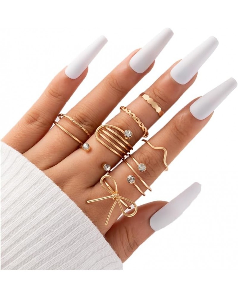 3 Pcs Vintage Silver Irregular Ring Set Gold Personalized Fashion Metal Liquid Ring chunky Silver Rings for Women A $7.79 Rings