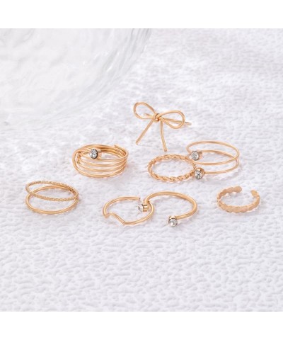 3 Pcs Vintage Silver Irregular Ring Set Gold Personalized Fashion Metal Liquid Ring chunky Silver Rings for Women A $7.79 Rings