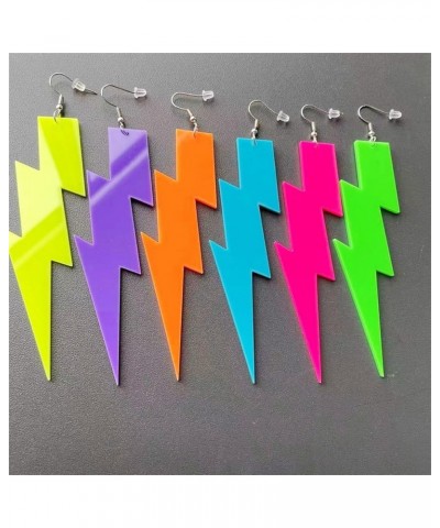 80s Acrylic Neon Earrings for Women Girls Exaggerated Retro Creative Multicolor Geometric Lightning Bolt Weather Dangle Drop ...