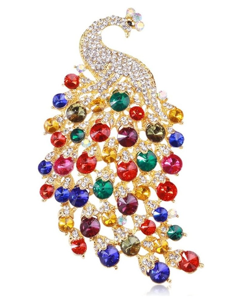 Rhinestone Peacock Brooch Pin for Women Girls Fashion Exquisite Exaggerated Big Crystal Bird Animal Brooches Lapel Pins Elega...