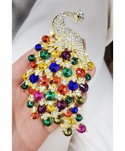 Rhinestone Peacock Brooch Pin for Women Girls Fashion Exquisite Exaggerated Big Crystal Bird Animal Brooches Lapel Pins Elega...