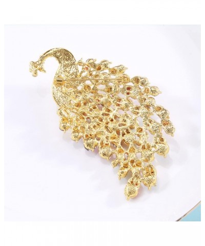 Rhinestone Peacock Brooch Pin for Women Girls Fashion Exquisite Exaggerated Big Crystal Bird Animal Brooches Lapel Pins Elega...