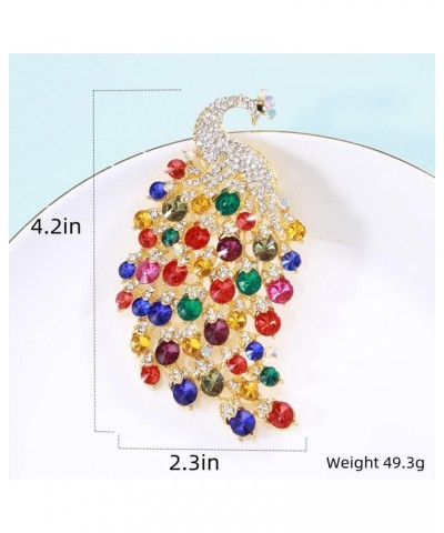 Rhinestone Peacock Brooch Pin for Women Girls Fashion Exquisite Exaggerated Big Crystal Bird Animal Brooches Lapel Pins Elega...