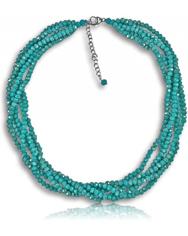 Multi-Strand Layered Bib Collar Statement Beaded Crystal Necklace. turquoise green $12.08 Necklaces