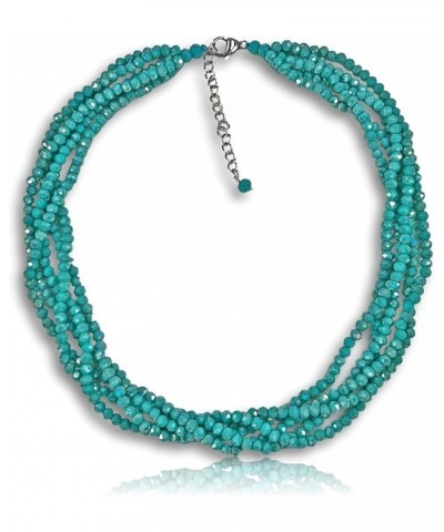 Multi-Strand Layered Bib Collar Statement Beaded Crystal Necklace. turquoise green $12.08 Necklaces