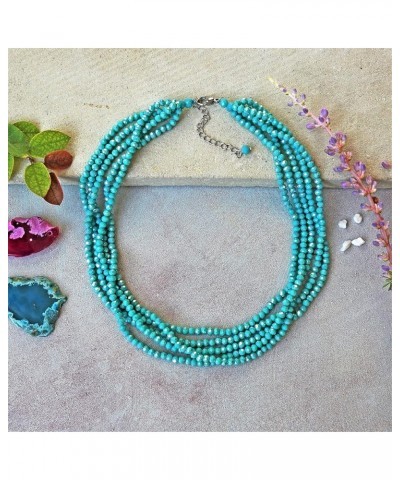 Multi-Strand Layered Bib Collar Statement Beaded Crystal Necklace. turquoise green $12.08 Necklaces