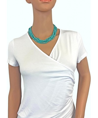 Multi-Strand Layered Bib Collar Statement Beaded Crystal Necklace. turquoise green $12.08 Necklaces