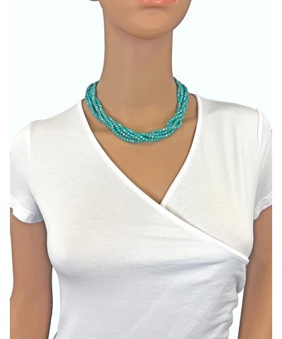 Multi-Strand Layered Bib Collar Statement Beaded Crystal Necklace. turquoise green $12.08 Necklaces