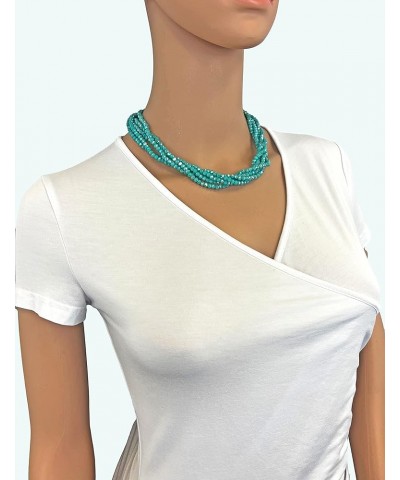 Multi-Strand Layered Bib Collar Statement Beaded Crystal Necklace. turquoise green $12.08 Necklaces