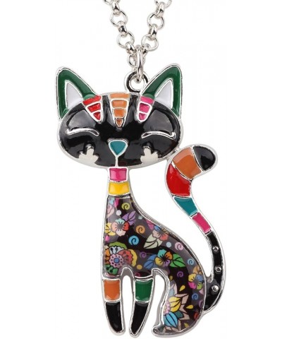 Enamel Alloy Cat Necklace Kitten Pendant Novelty Pets Jewelry Gifts for Women Girls Charms Black $9.59 Necklaces