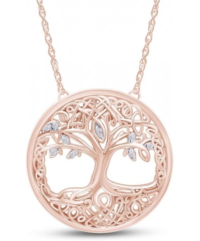 Jewel Zone US Tree of Life Cubic Zirconia Pendant Necklace Gold Over Sterling Silver Chain 18 rose-gold-plated-silver $27.35 ...