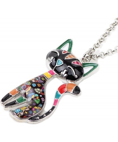 Enamel Alloy Cat Necklace Kitten Pendant Novelty Pets Jewelry Gifts for Women Girls Charms Black $9.59 Necklaces