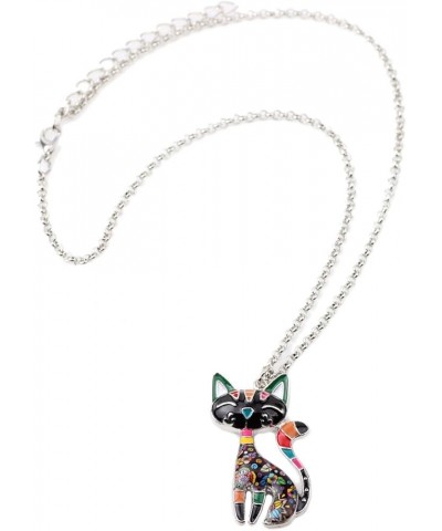 Enamel Alloy Cat Necklace Kitten Pendant Novelty Pets Jewelry Gifts for Women Girls Charms Black $9.59 Necklaces