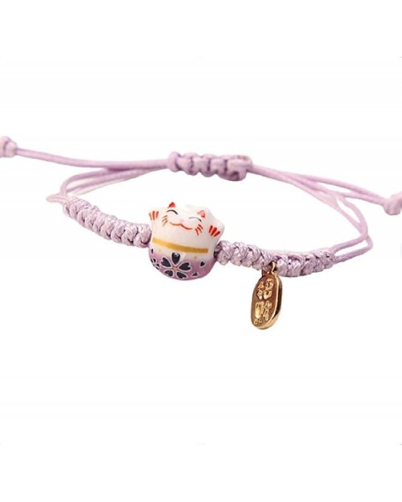 Lucky Cat Bracelet Cute Feng Shui Maneki Neko String Bracelet Adjustable Good Luck String Braided Beads Bell Wrist Chain Brac...