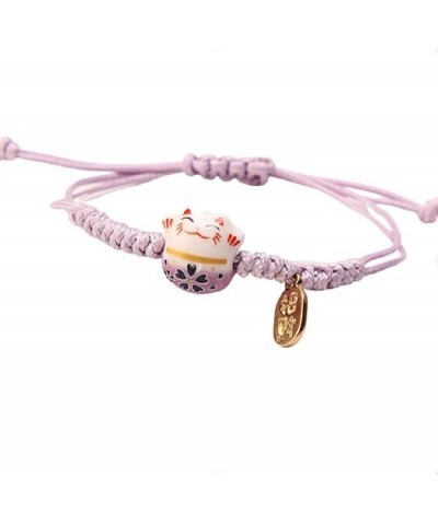 Lucky Cat Bracelet Cute Feng Shui Maneki Neko String Bracelet Adjustable Good Luck String Braided Beads Bell Wrist Chain Brac...