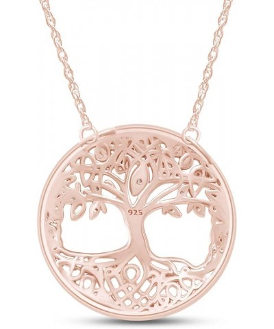 Jewel Zone US Tree of Life Cubic Zirconia Pendant Necklace Gold Over Sterling Silver Chain 18 rose-gold-plated-silver $27.35 ...