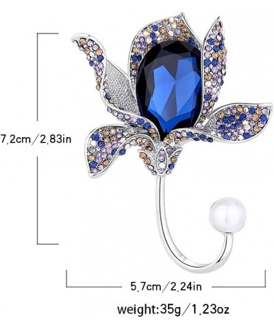 Women's Fashion Crystal Brooch Leaf Flower Brooch Alloy Rhinestone Brooch Court Vintage Brooch Wedding Party Brooch Blue Orch...