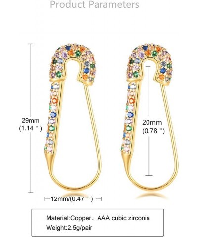 CZ Safety Pin Cartilage Huggie Hoop Earrings for Women Girls Dainty Cubic Zirconia Dangle Drop Hypoallergenic Stud Post Pave ...