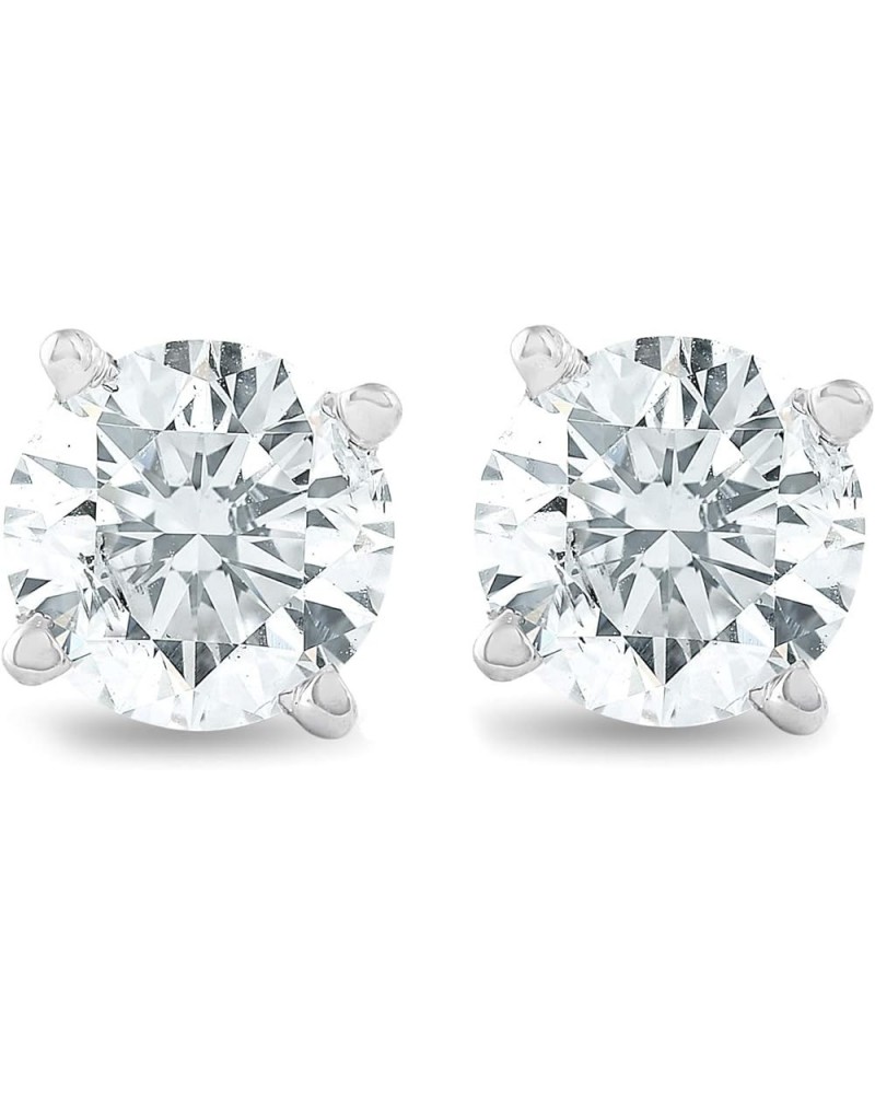 3/4Ct Round Brilliant Natural Diamond Stud Earrings in 14K White or Yellow Gold Setting Yellow Gold $112.85 Earrings