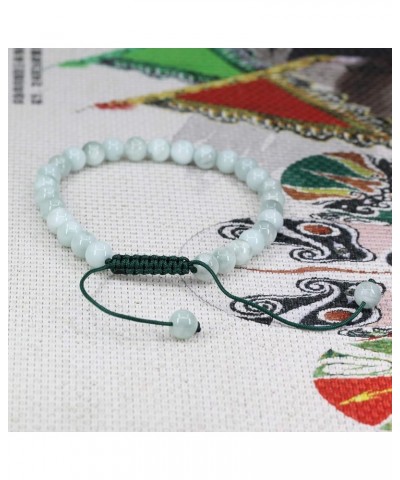 Natural Gemtone 6mm Round Beads Crystal Adjustable Braided Macrame Tassels Bracelets Unisex Green Angelite $7.27 Bracelets