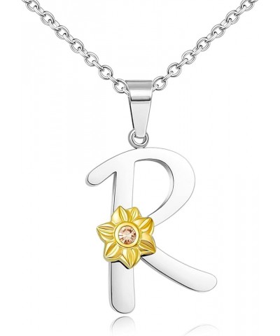 Initial Necklaces for Girls Alphabet Silver Necklace for Teens Gold Sunflower Simple Necklace for Women R $7.60 Necklaces