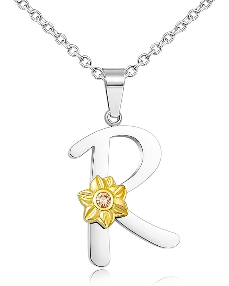 Initial Necklaces for Girls Alphabet Silver Necklace for Teens Gold Sunflower Simple Necklace for Women R $7.60 Necklaces