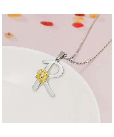 Initial Necklaces for Girls Alphabet Silver Necklace for Teens Gold Sunflower Simple Necklace for Women R $7.60 Necklaces