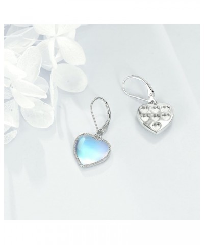 Sterling Silver Heart Leverback Dangle Drop Earrings Fashion Jewelry Gift for Women Girls Moonstone Sterling Silver $14.40 Ea...