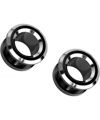 316L Stainless Steel Black and Silver Tone Rim Screw Fit Tunnel Plugs, Sold as a Pair 16mm (5/8") $10.63 Body Jewelry