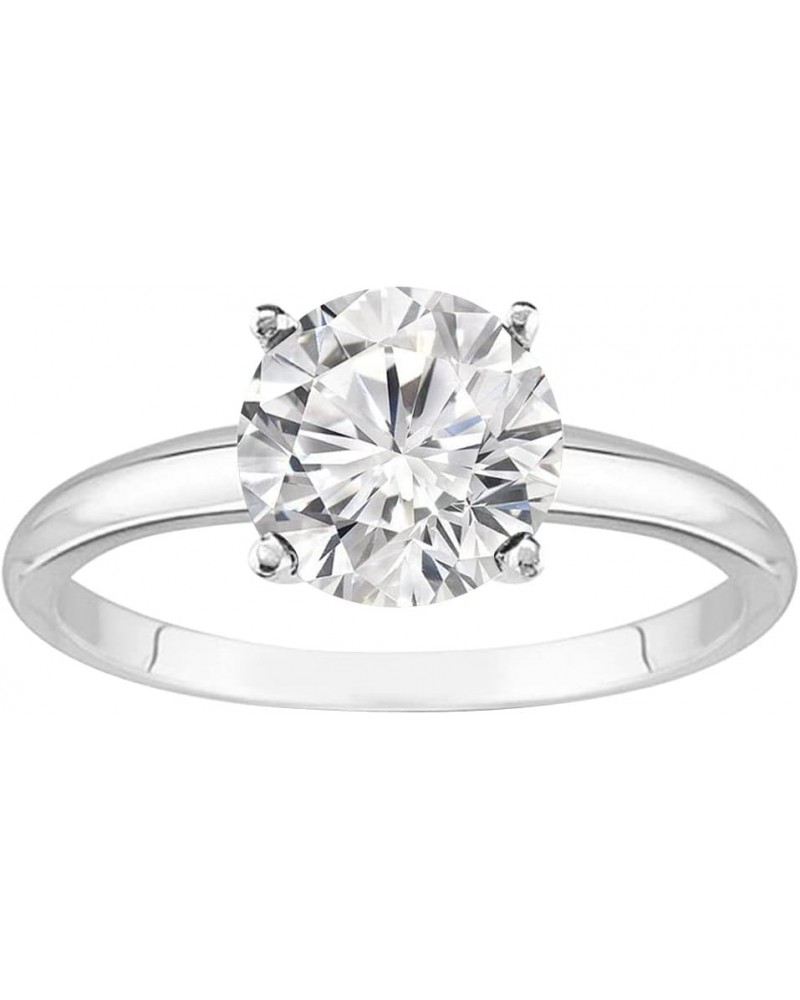 1 to 4 Carat Lab Grown 4 Prong Solitaire Round Cut IGI CERTIFIED Diamond Engagement Rings H-I Color VS2-SI1 Clarity 5.5 14K W...