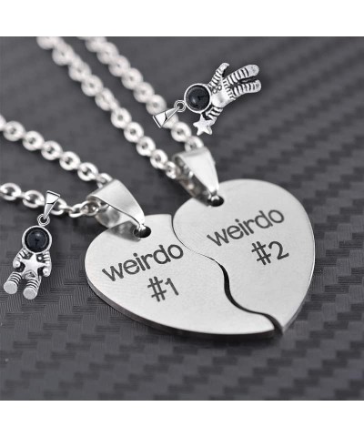 Best Friend Necklaces BFF Necklace for 2 Friendship Valentines Day Gifts Split Heart Necklace Weirdo 1 Weirdo 2 Best Friends ...