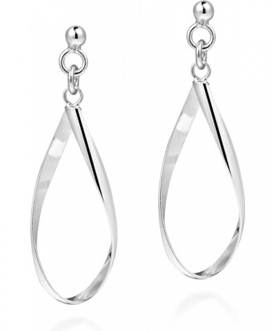 Handcrafted Open Teardrop Twist .925 Sterling Silver Post Dangle Earrings $11.59 Earrings