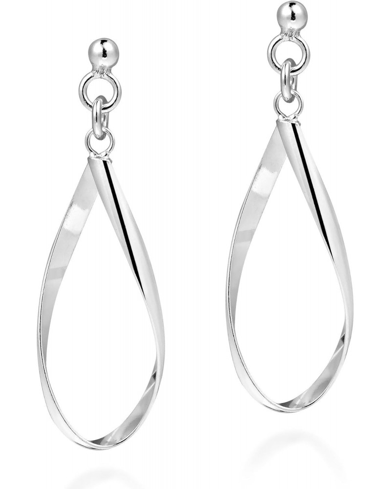 Handcrafted Open Teardrop Twist .925 Sterling Silver Post Dangle Earrings $11.59 Earrings