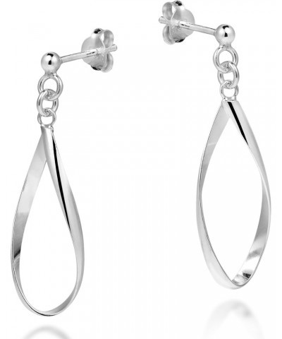 Handcrafted Open Teardrop Twist .925 Sterling Silver Post Dangle Earrings $11.59 Earrings