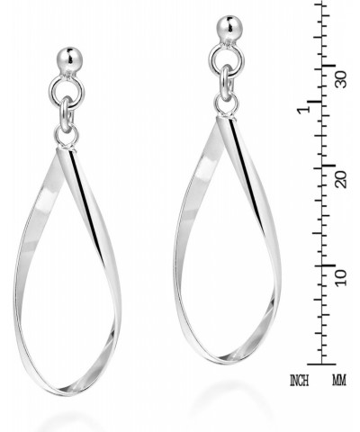 Handcrafted Open Teardrop Twist .925 Sterling Silver Post Dangle Earrings $11.59 Earrings